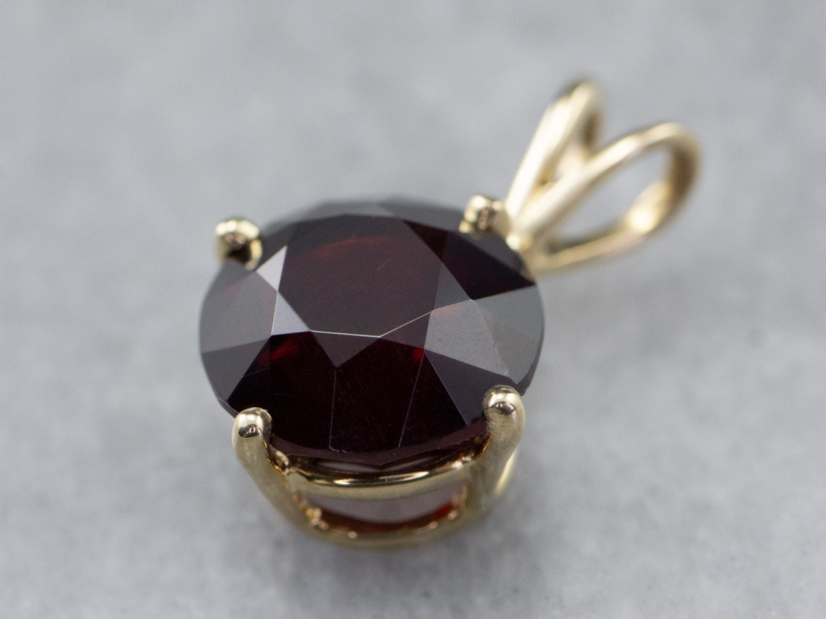 Gold Garnet Solitaire Pendant