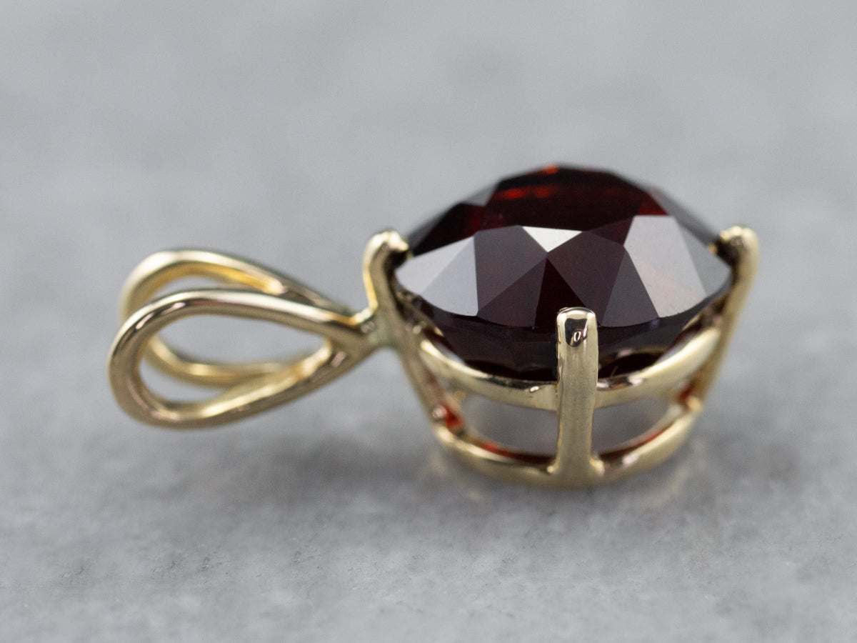 Gold Garnet Solitaire Pendant