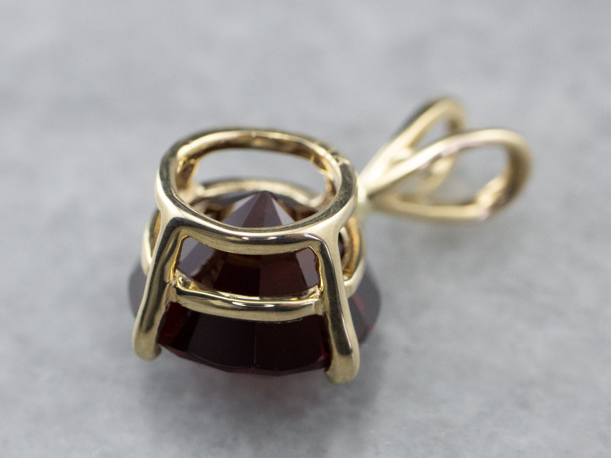 Gold Garnet Solitaire Pendant