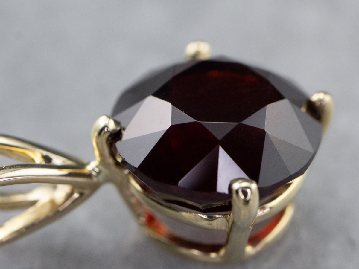 Gold Garnet Solitaire Pendant