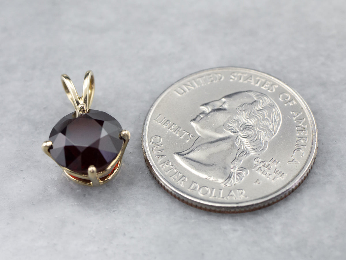 Gold Garnet Solitaire Pendant