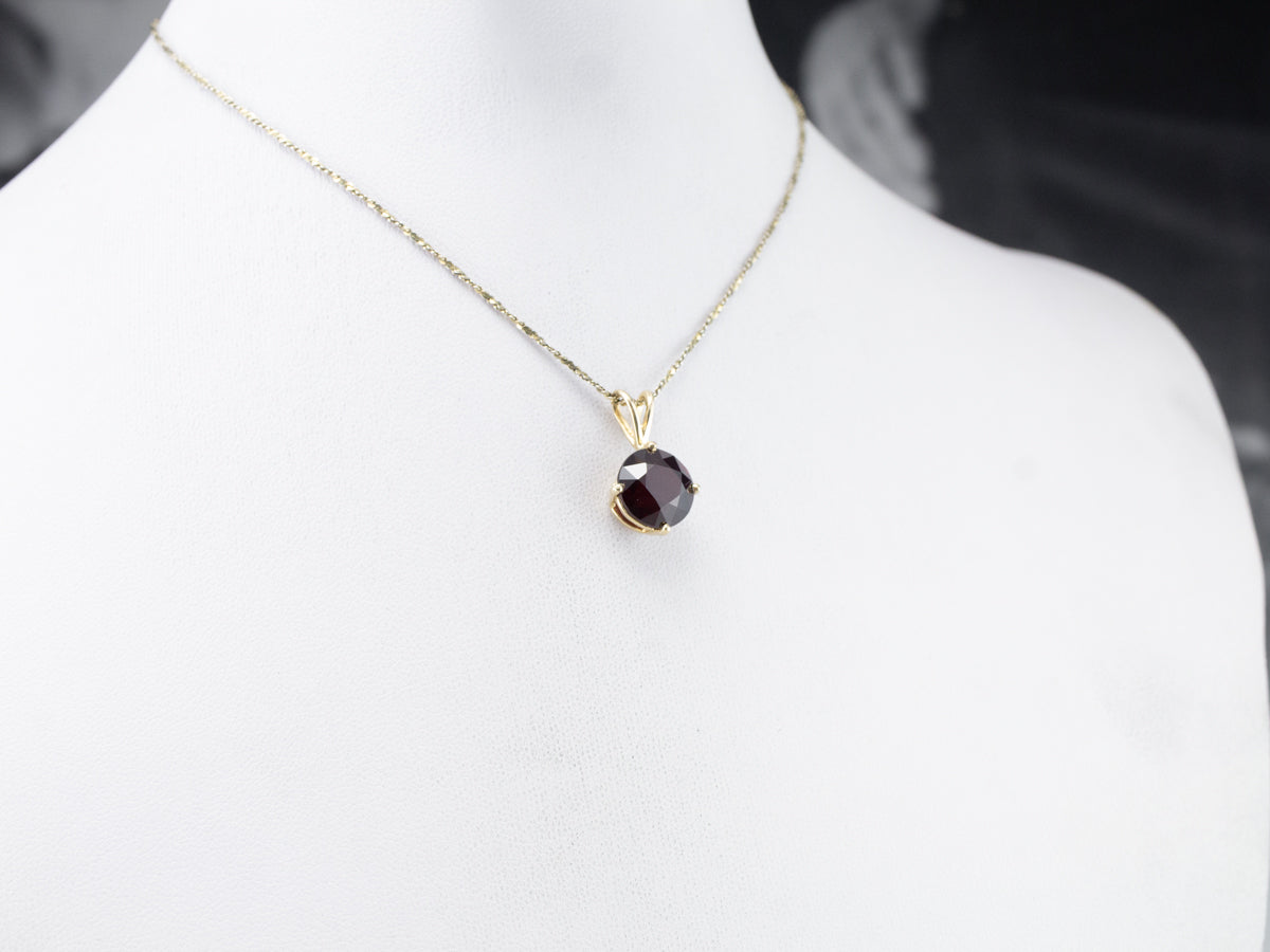Gold Garnet Solitaire Pendant