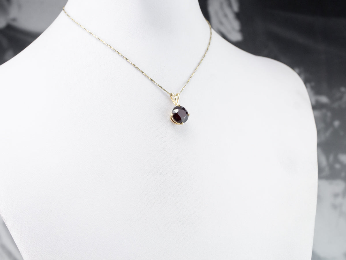 Gold Garnet Solitaire Pendant
