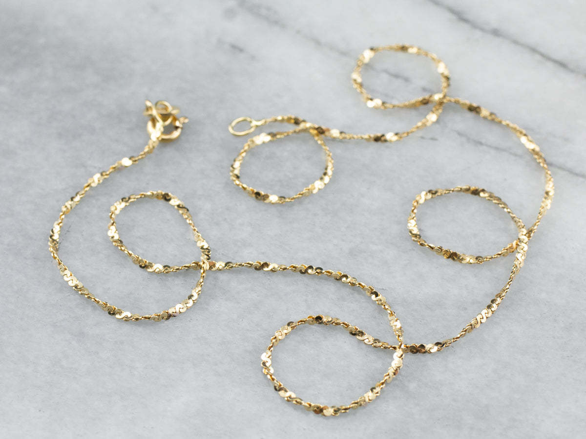 2.07mm Serpentine Chain Necklace in Solid 14K Gold - 16