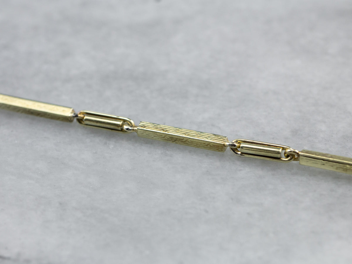 Antique 14K Green Gold Bar Link Pocket Watch Chain