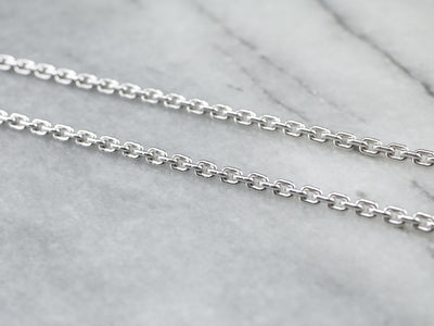 14K White Gold Unisex Cable Chain Necklace