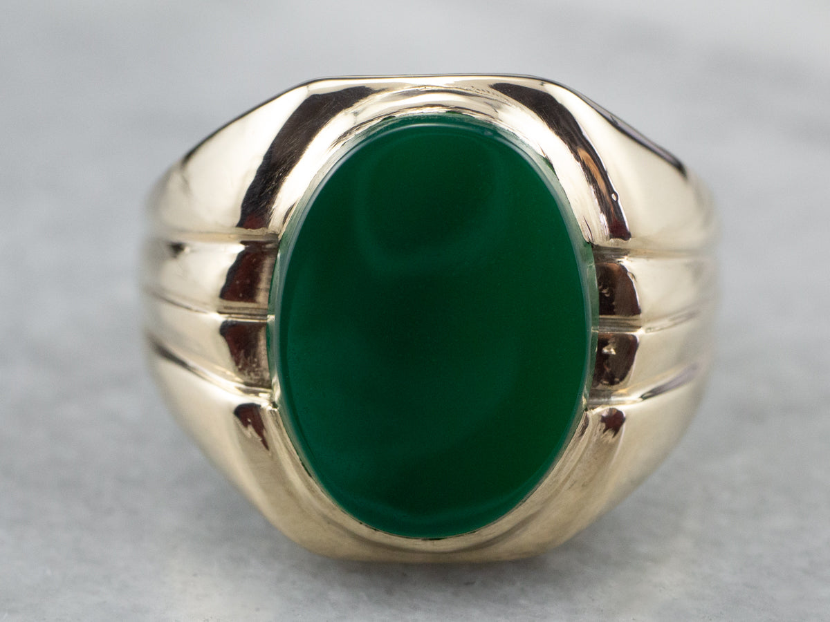 Men's Retro Era Green Onyx Ring