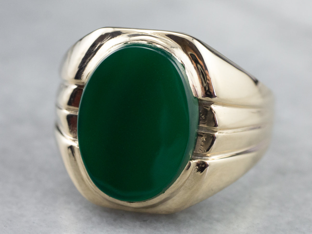 Men's Retro Era Green Onyx Ring