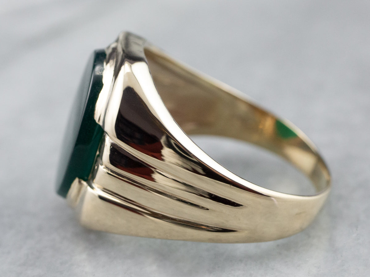 Men's Retro Era Green Onyx Ring