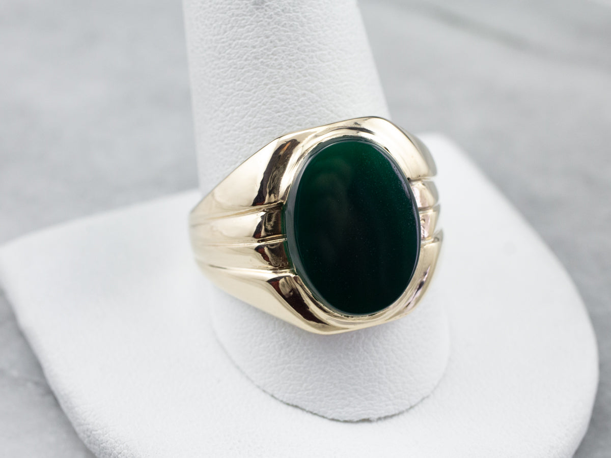 Men's Retro Era Green Onyx Ring
