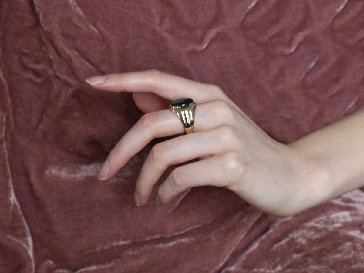 Men's Retro Era Green Onyx Ring