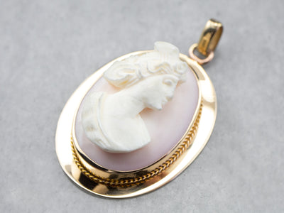 Vintage Gold Pink Shell Cameo Pedant