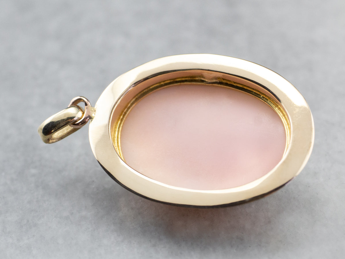 Vintage Gold Pink Shell Cameo Pedant