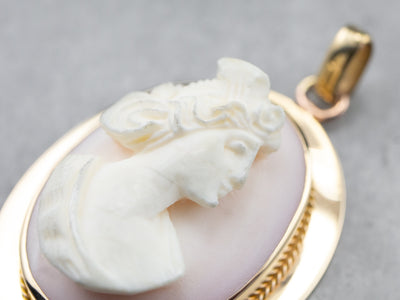 Vintage Gold Pink Shell Cameo Pedant