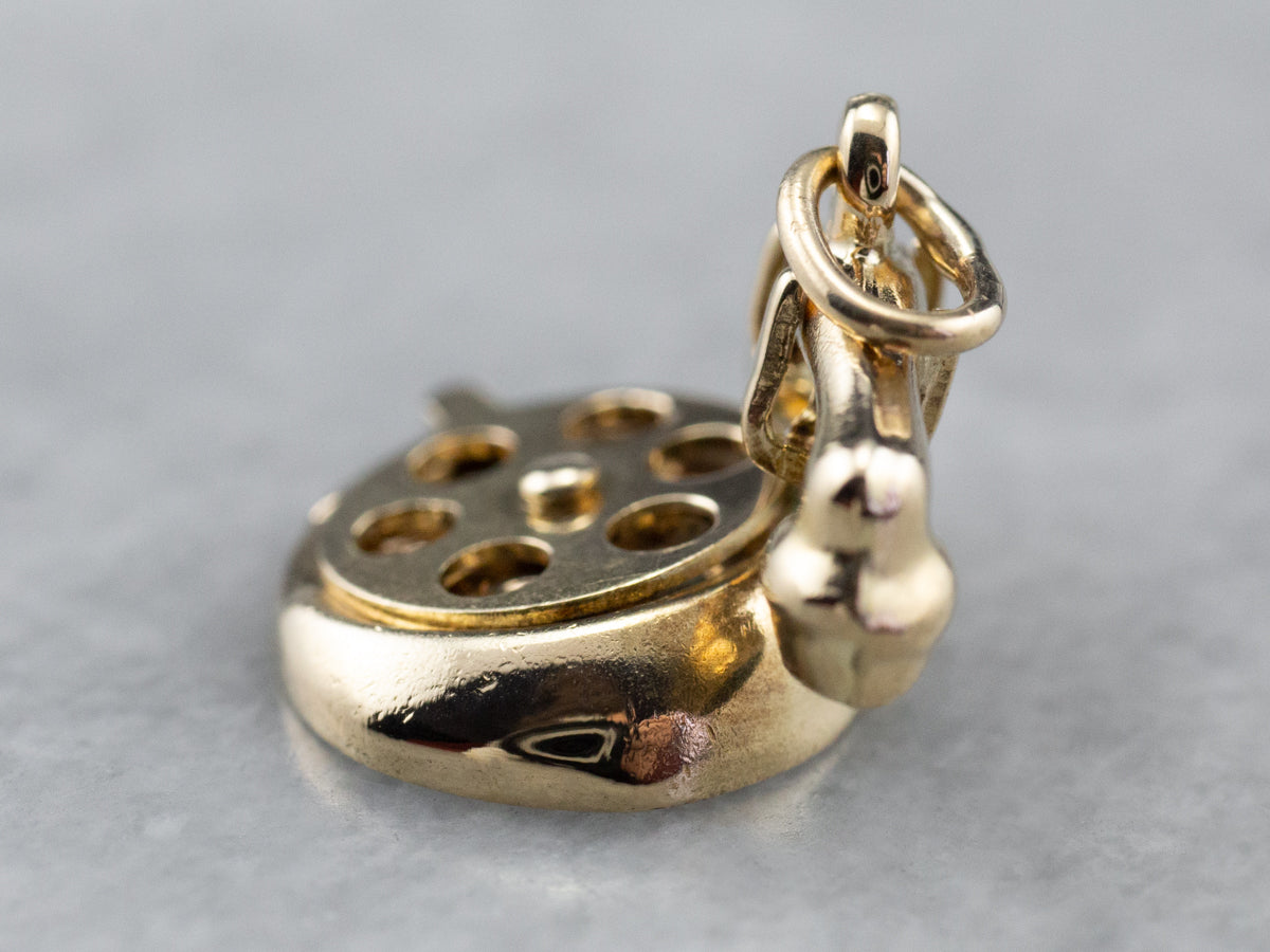 Vintage Gold Rotary Phone Charm