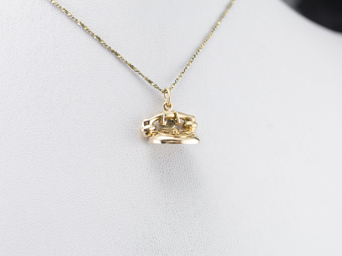Vintage Gold Rotary Phone Charm