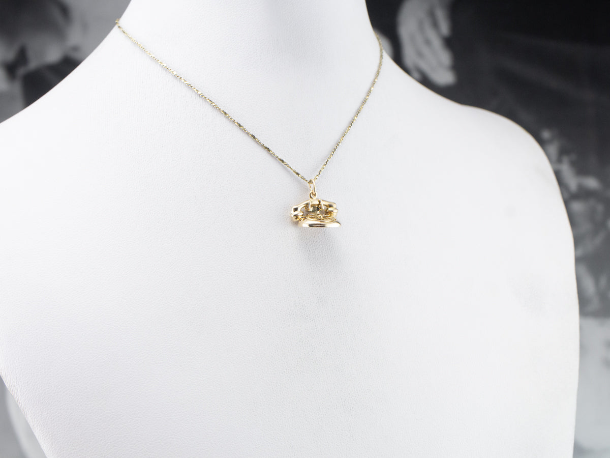 Vintage Gold Rotary Phone Charm