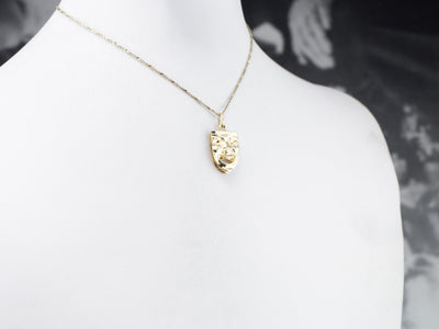 Gold Comedy and Tragedy Masks Pendant