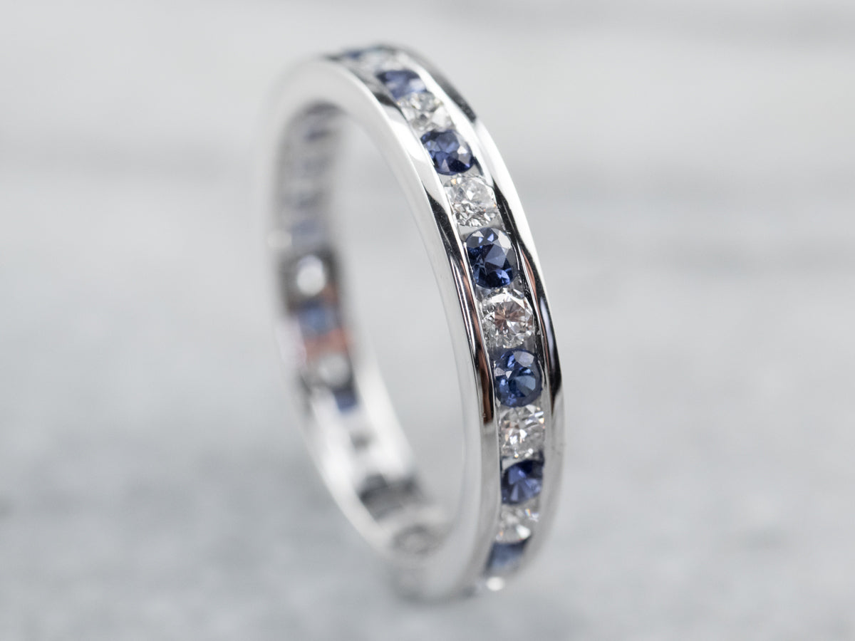 Sapphire and Diamond Eternity Band
