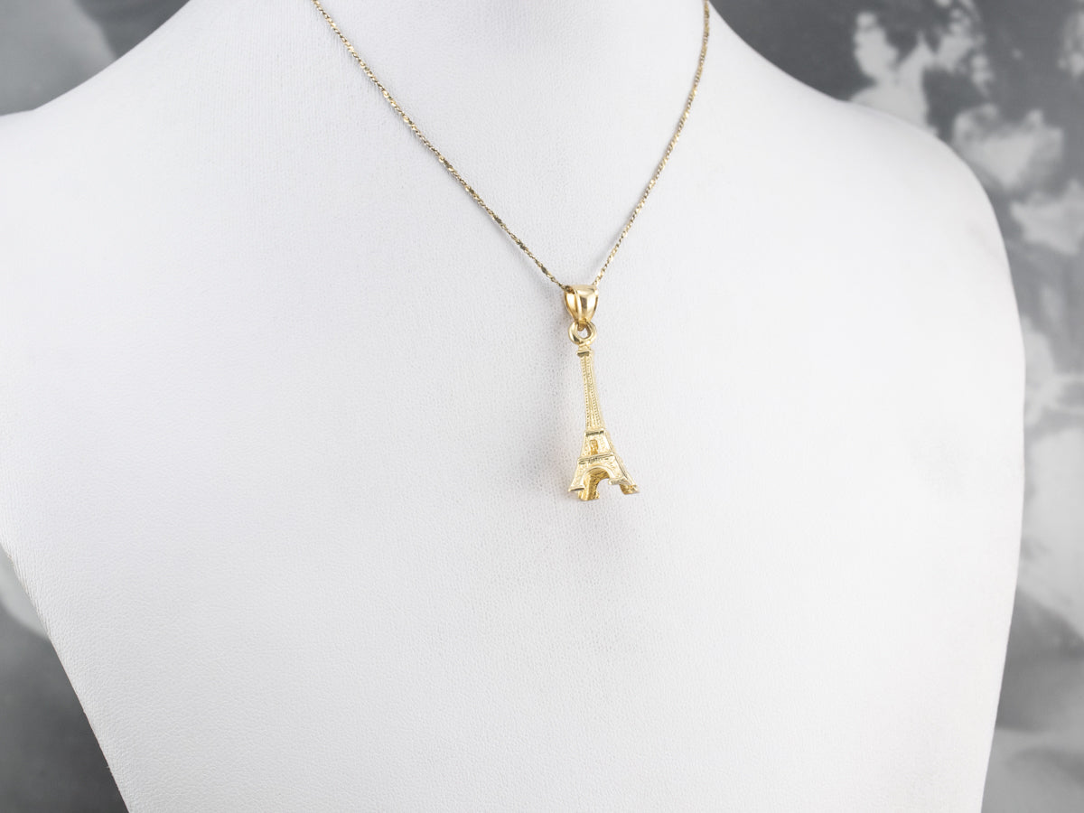 Large Gold Eiffel Tower Pendant