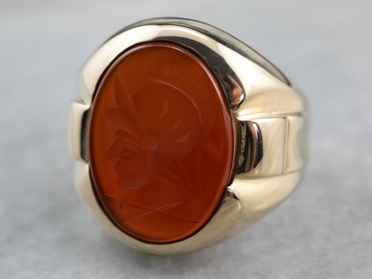 Men's Vintage Gold Carnelian Intaglio Ring