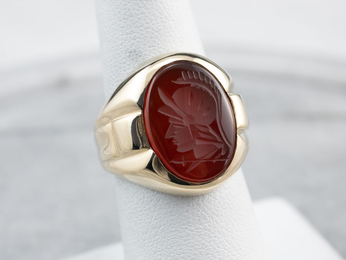 Men's Vintage Gold Carnelian Intaglio Ring