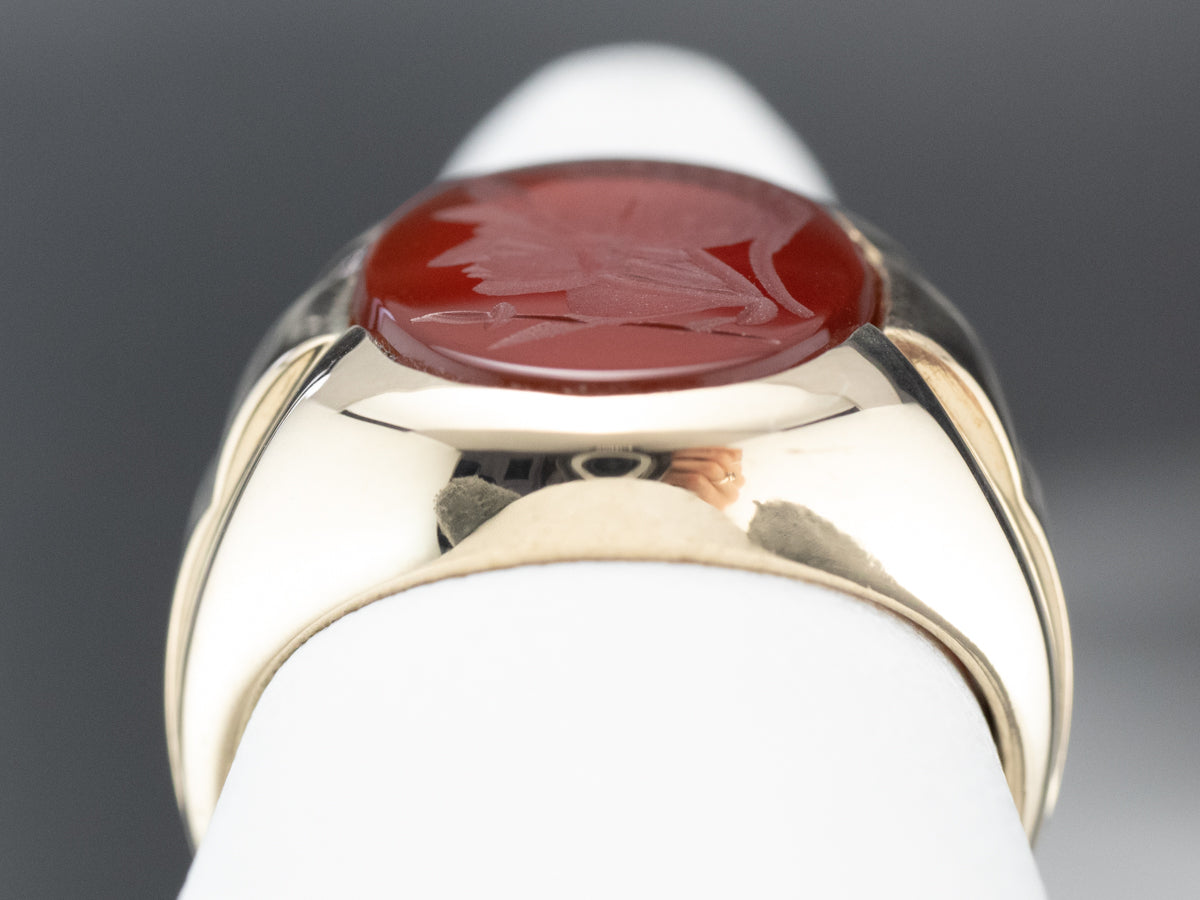 Men's Vintage Gold Carnelian Intaglio Ring