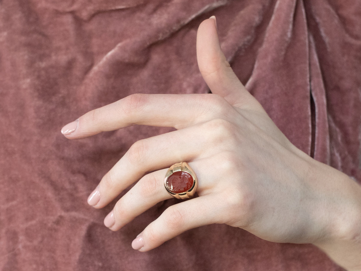 Men's Vintage Gold Carnelian Intaglio Ring