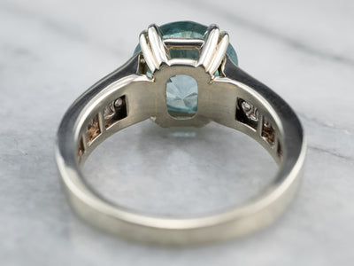 Modern Blue Zircon and Diamond Cocktail Ring