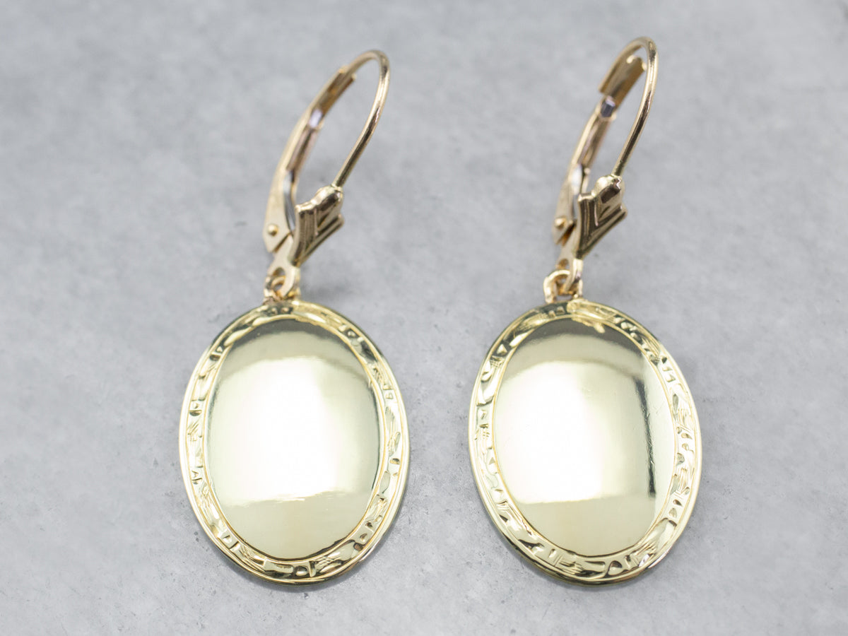 Antique Etched Cufflink Drop Earrings