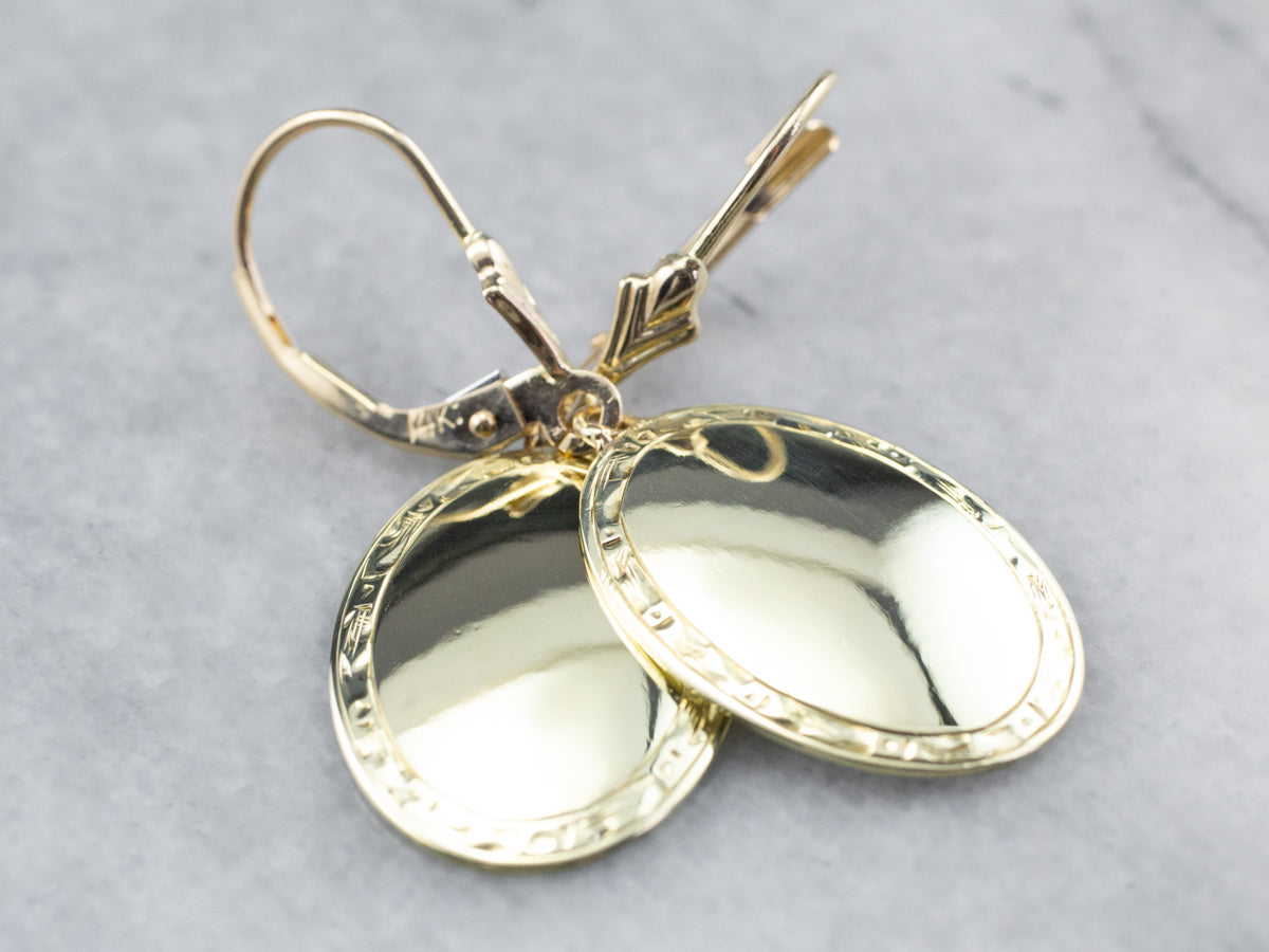 Antique Etched Cufflink Drop Earrings