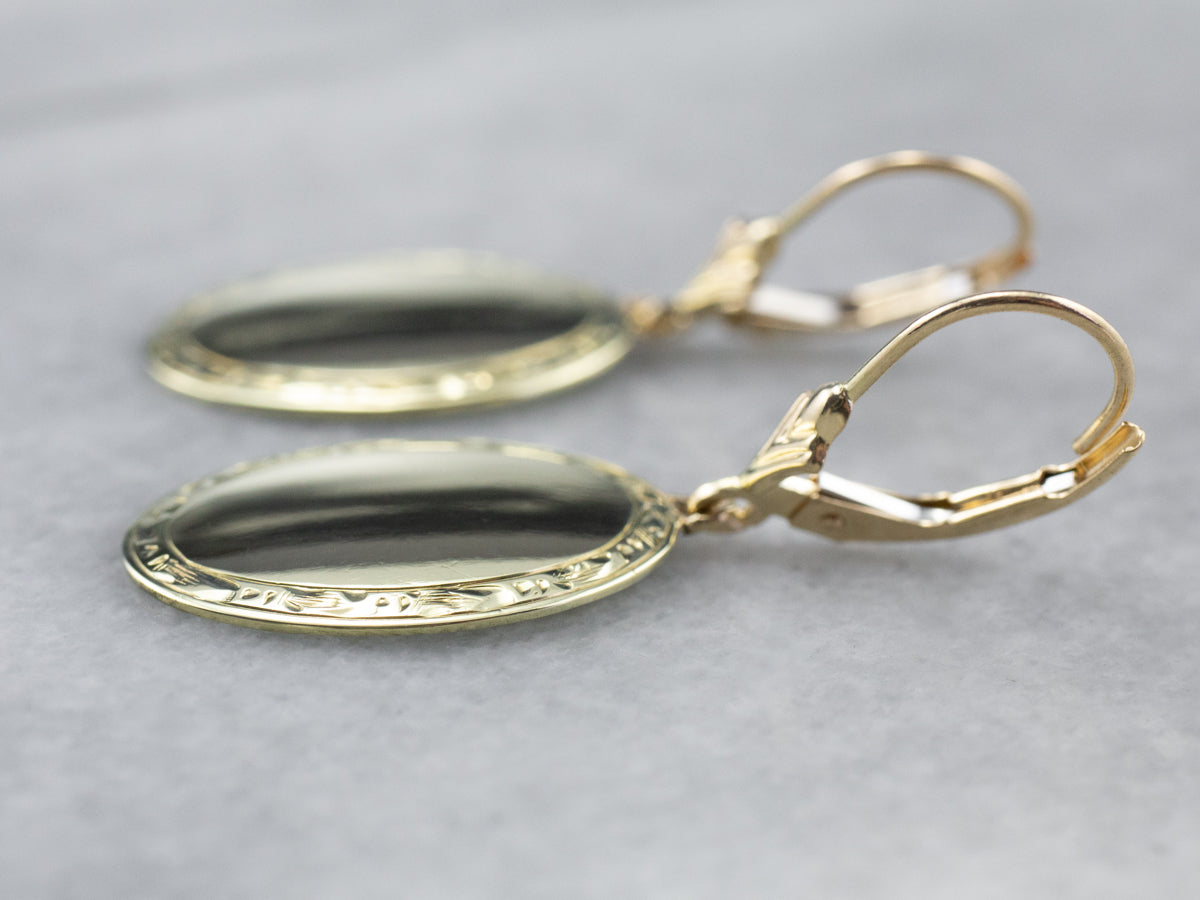 Antique Etched Cufflink Drop Earrings