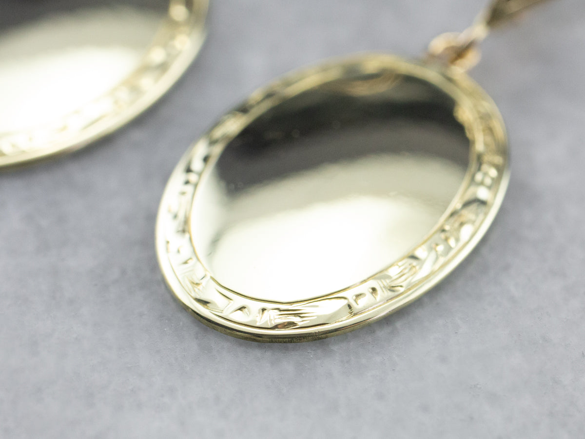 Antique Etched Cufflink Drop Earrings