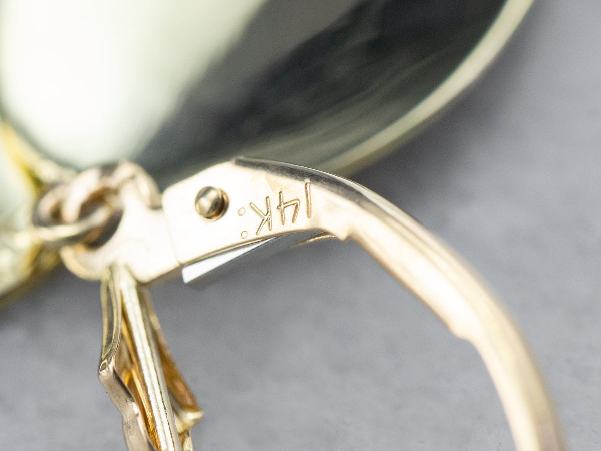 Antique Etched Cufflink Drop Earrings