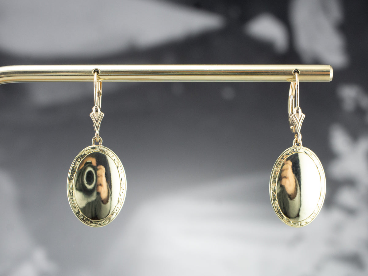 Antique Etched Cufflink Drop Earrings