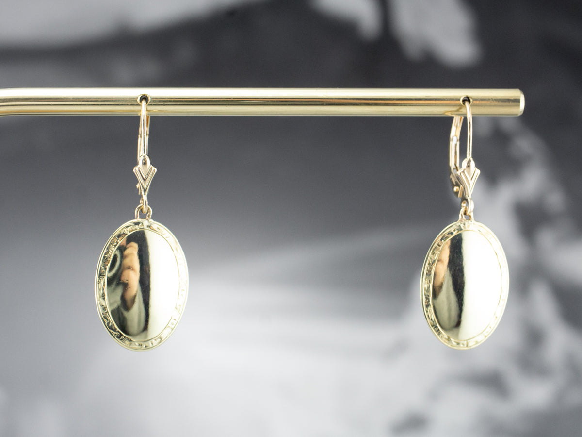 Antique Etched Cufflink Drop Earrings