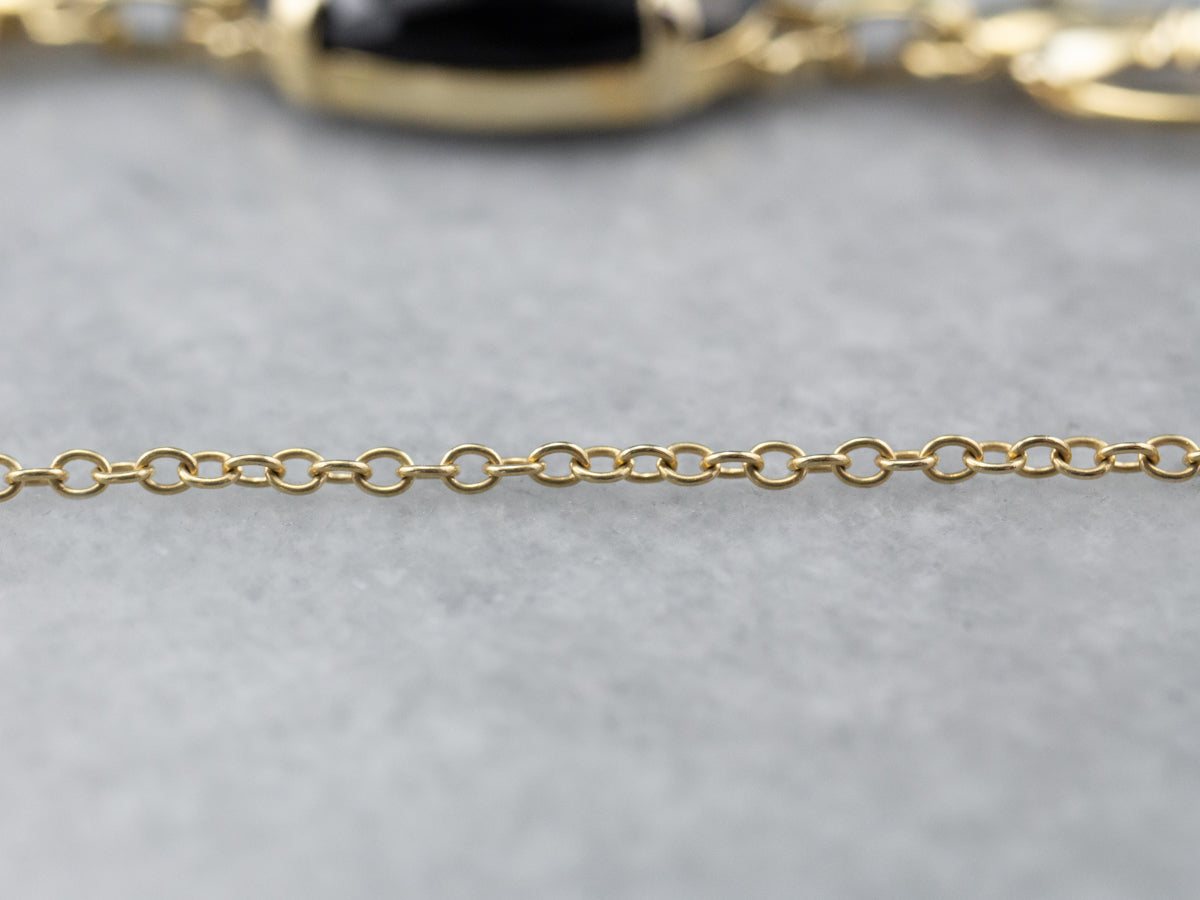 Retro Era Black Onyx Gold Link Bracelet