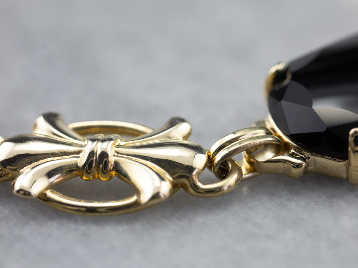 Retro Era Black Onyx Gold Link Bracelet