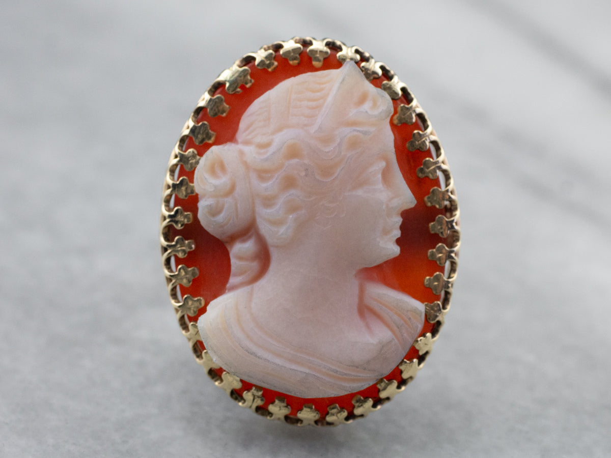 Large Sardonyx Cameo Cocktail Ring