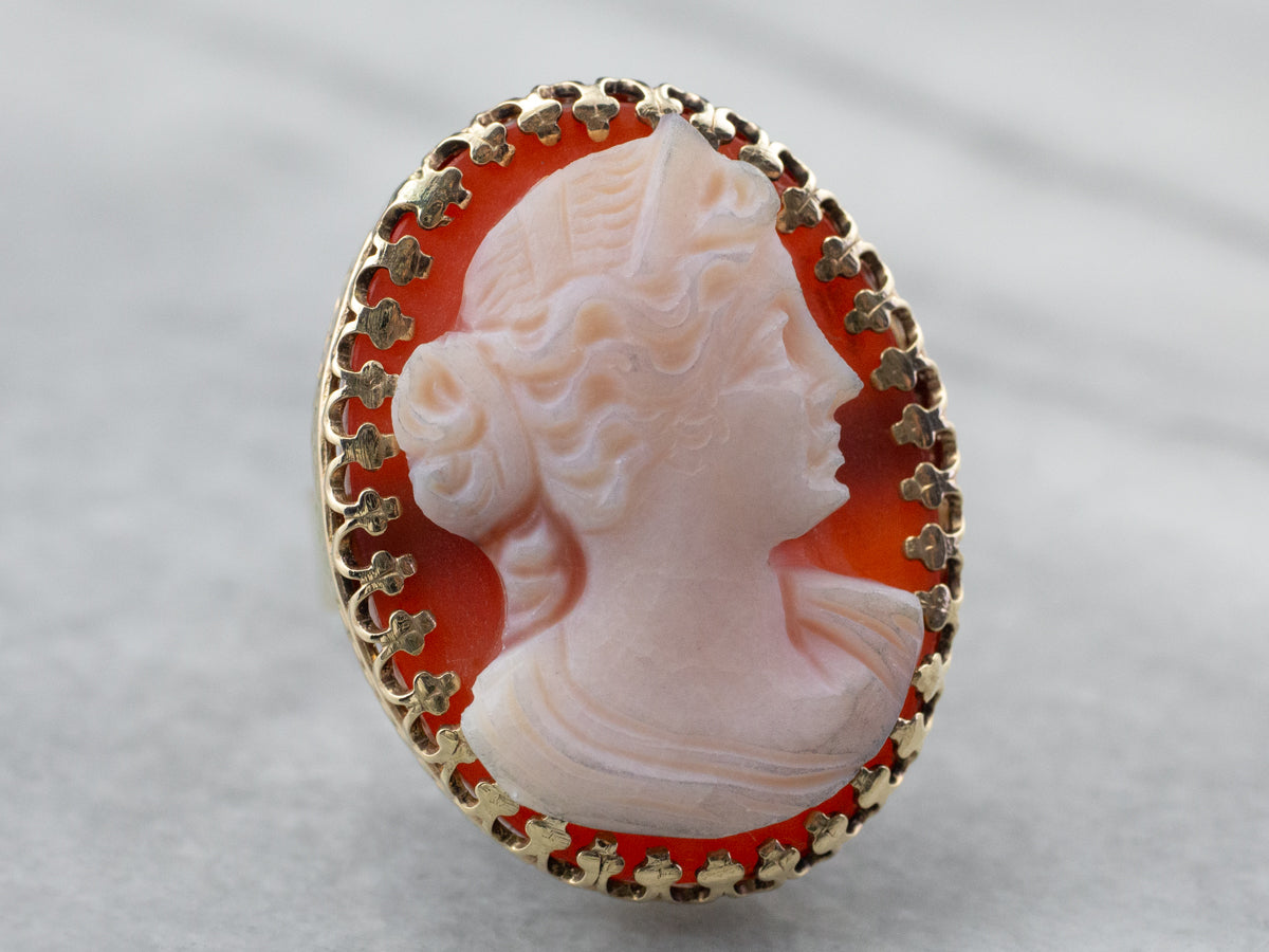 Large Sardonyx Cameo Cocktail Ring