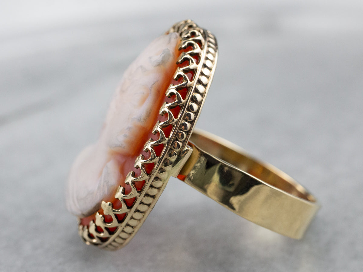 Large Sardonyx Cameo Cocktail Ring