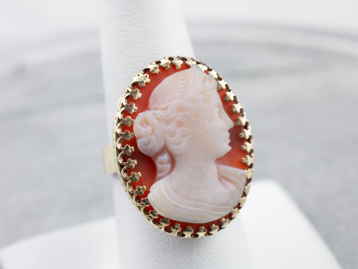 Large Sardonyx Cameo Cocktail Ring