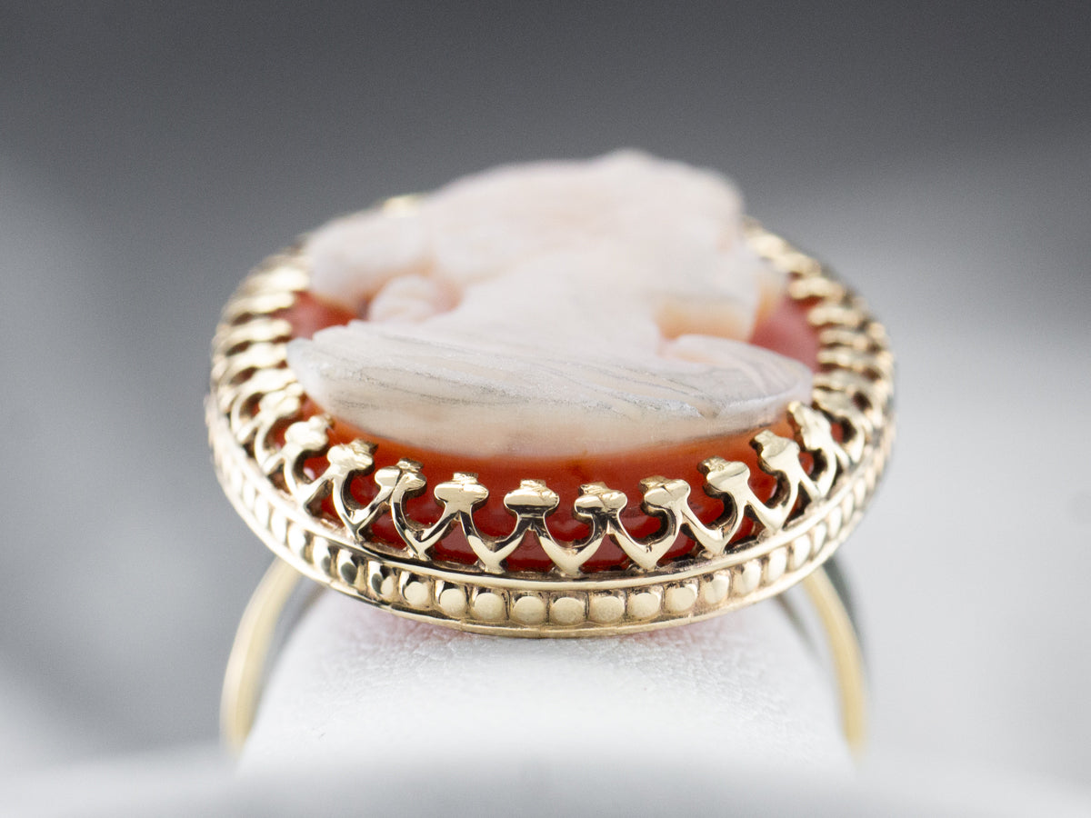 Large Sardonyx Cameo Cocktail Ring
