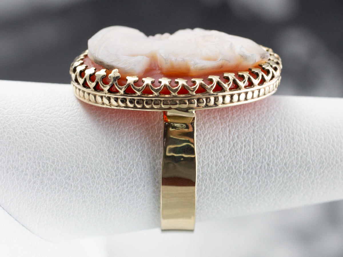 Large Sardonyx Cameo Cocktail Ring