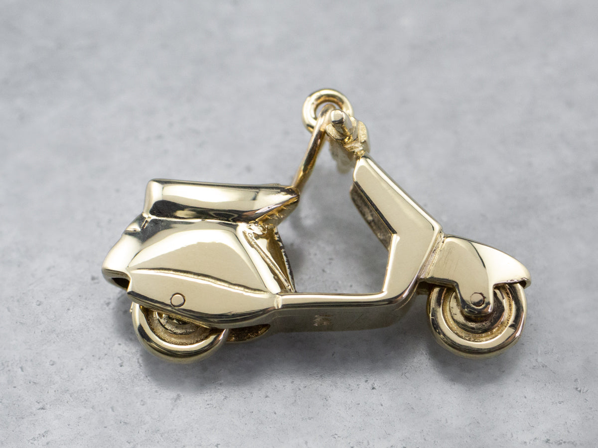 Gold Vintage Vespa Scooter Charm