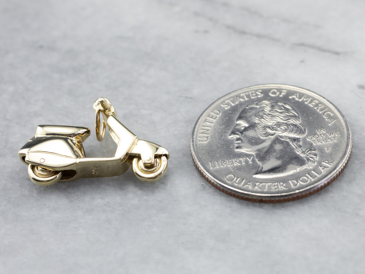 Gold Vintage Vespa Scooter Charm