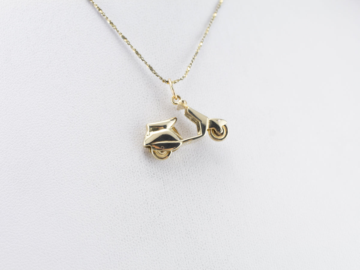 Gold Vintage Vespa Scooter Charm