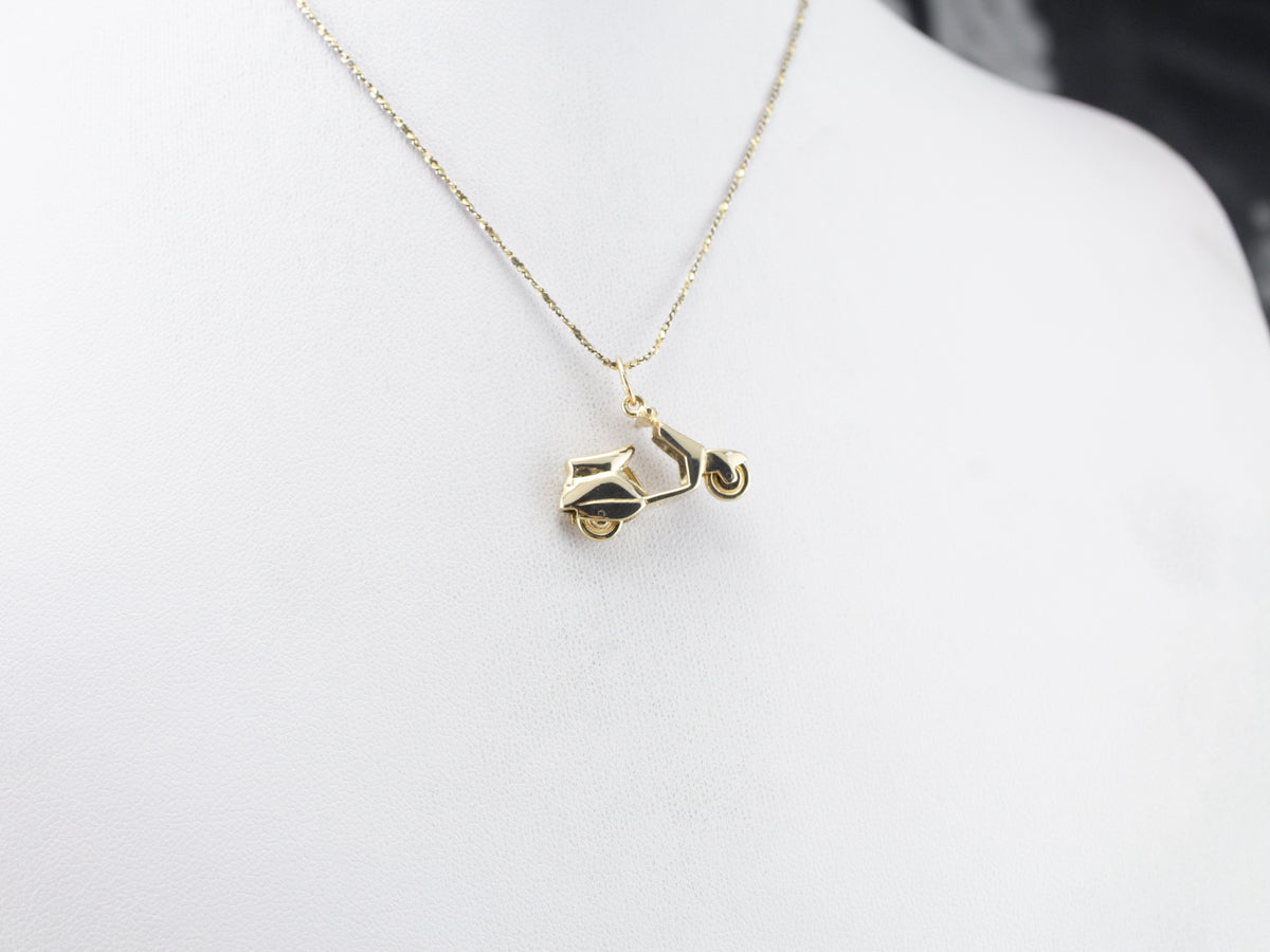 Gold Vintage Vespa Scooter Charm