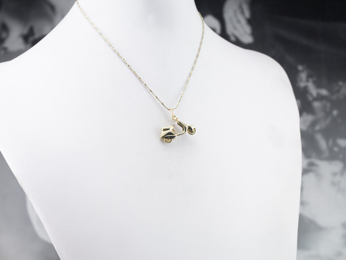 Gold Vintage Vespa Scooter Charm