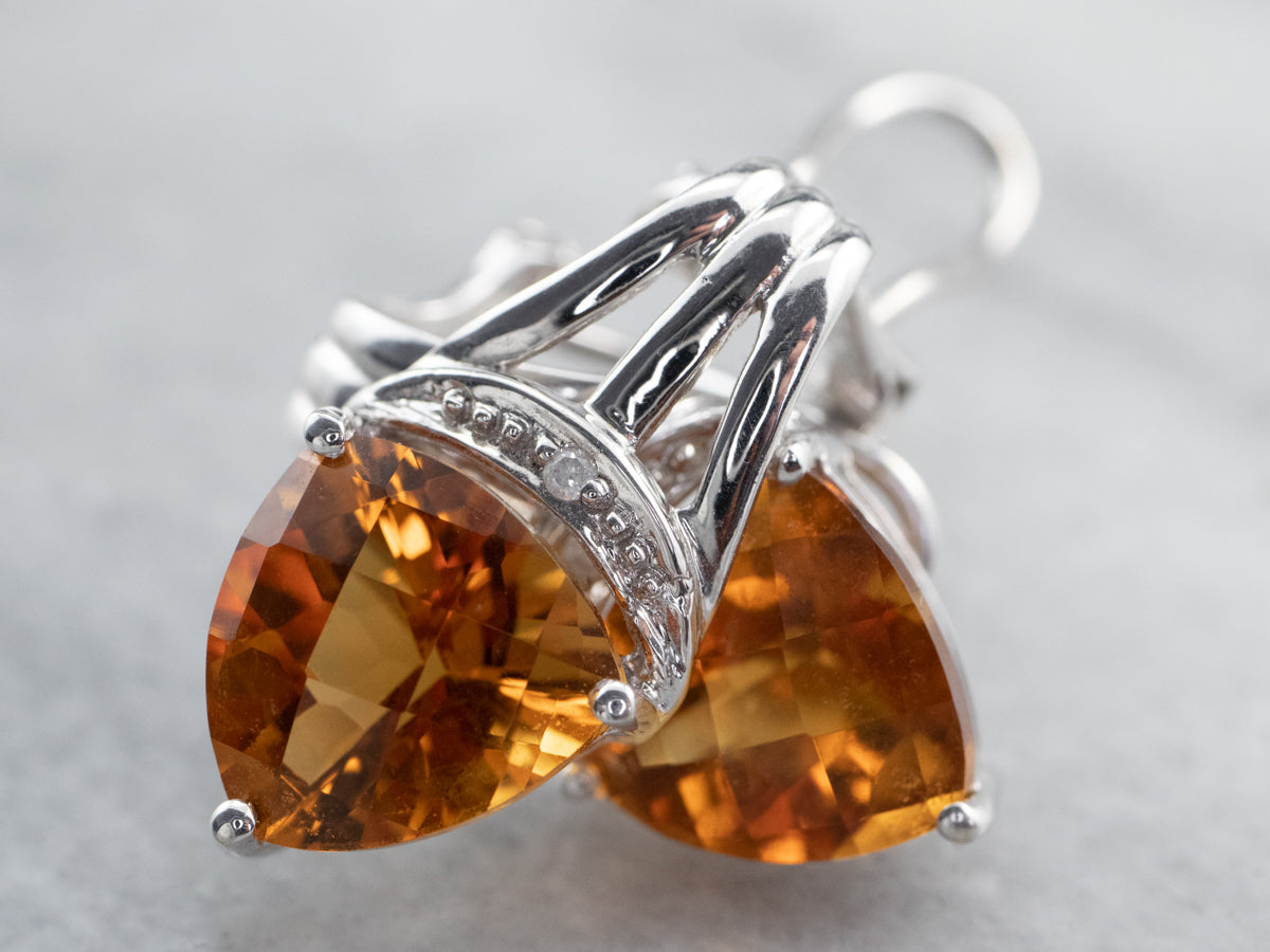 Citrine and Diamond White Gold Earrings